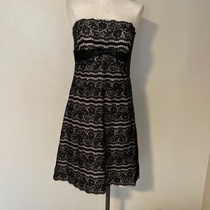 Excellent Condition Delaru Black Lace Strapless Dress 10